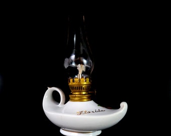 Vintage Florida Aladdin Kerosene Oil Lamp / Small Porch Lantern Candle