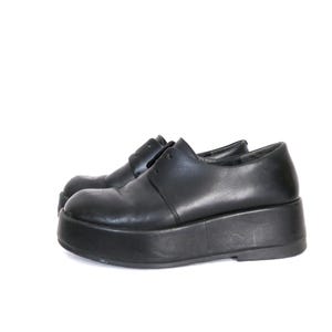 Black Leather Platform Shoes Chunky Black Leather Romeo  display picture 2