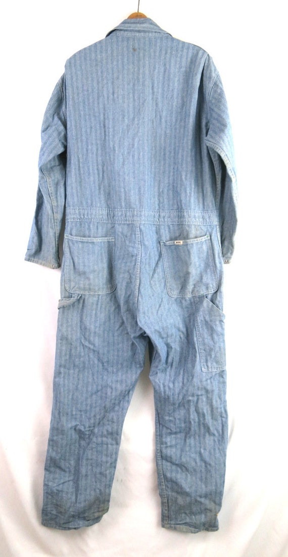 KEY Denim Coveralls Vintage Herringbone Jumpsuit Mechanics Full 