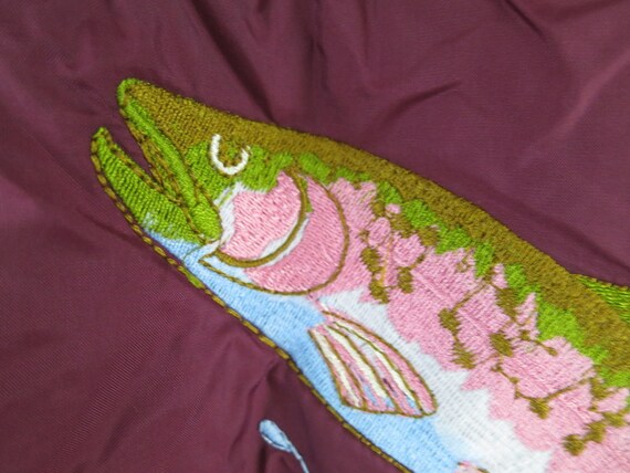 Embroidered FISH Jacket Vintage 1980s Purple Nylon Coat - Etsy