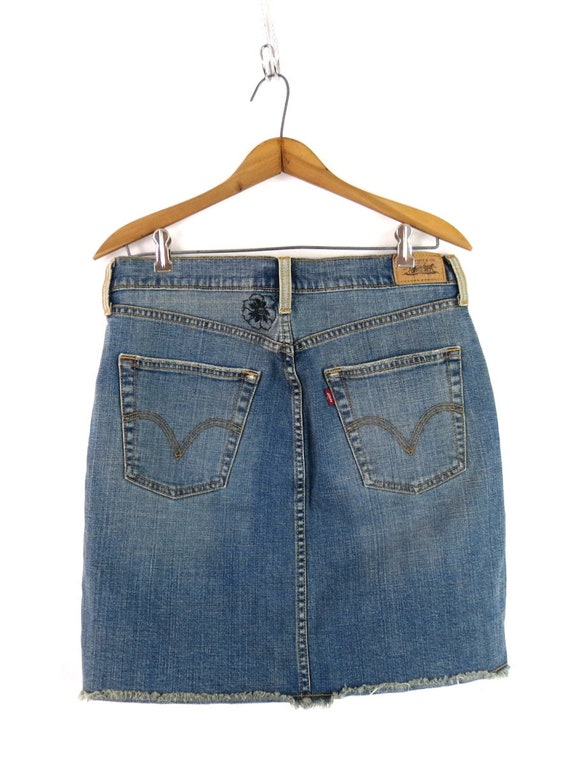 Vintage Levi's Jean Skirt | 00s Button Fly Mini J… - image 3