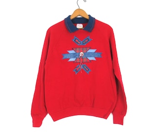 Moletom vermelho estilo rodeio dos anos 90, moletom vintage de cowgirl, moletom divertido para fazenda/campo / Tamanho Médio