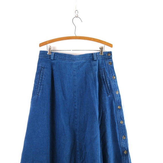 Long Jean Skirt Vintage Prairie Skirt with Side B… - image 3