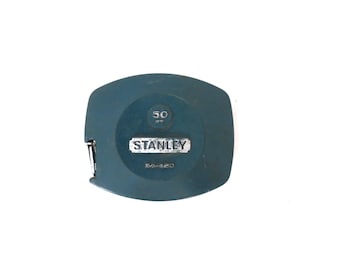 Metro a nastro Stanley Life Guard 34-450 vintage da 50 piedi, a manovella, prodotto negli Stati Uniti