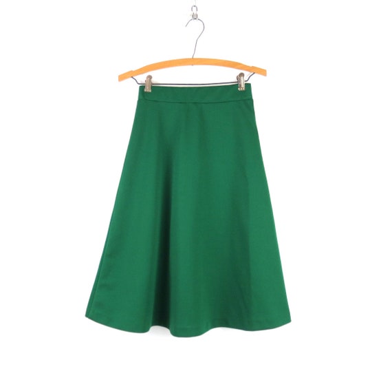 Green Poly Skirt | 1970s Vintage Skirt | Retro So… - image 1
