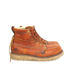 Vintage THOROGOOD Leather Work Boots: Steel Toe Moc Toe  display picture 2