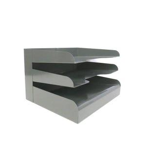 Gray Metal Paper Tray File Industrial Metal desktop file cabinet Office Desk letter or bill holder organizer Stacking In & Out Shelf