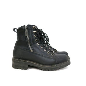 MILITARY FLIGHT DECK STEEL TOE 1986 USA VINTAGE BLACK LEATHER ANKLE BOOTS 8 W‎ 1986 Vintage , Black Genuine Leather, Vietnam Style  main image 4