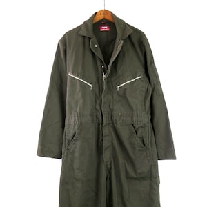 Vintage Army Green Industrial Coveralls | DICKIES Jumpsuit Overalls | one piece Artist Painter Suit Pants | Men&#39;s Size Medium 42