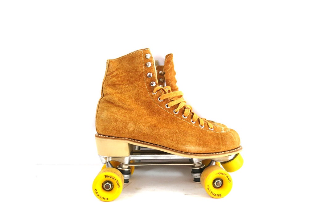 Vintage Tan Suede Leather Roller Skates Chicago Roller Skates Etsy