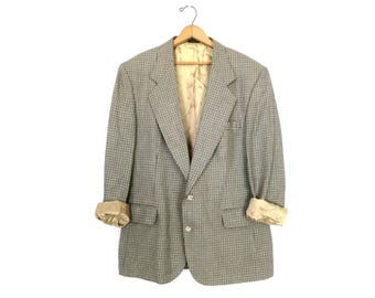 Vintage Houndstooth Blazer: 90s Robert Stock Sport Coat, Size 42R