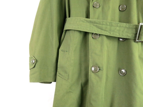 Green Army Trench Coat Military Issue Overcoat | … - image 2