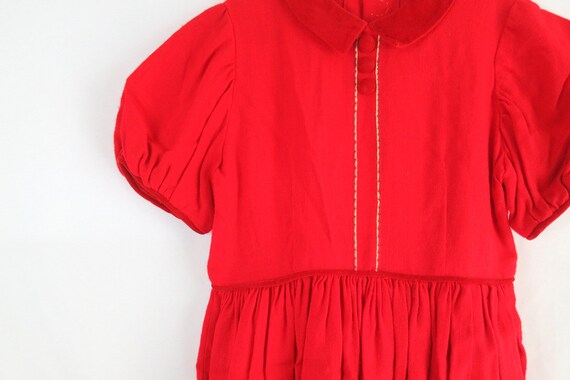 1950s Vintage Child's Dress Red Mid Century Kid's… - image 7