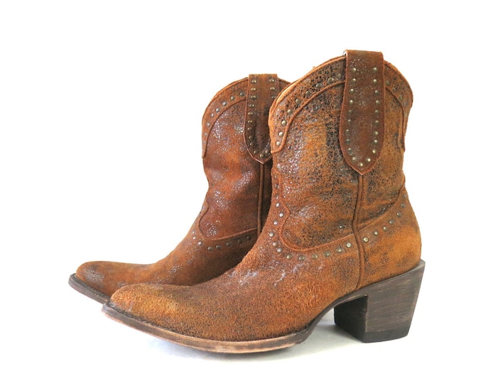 Brown Leather Idyllwind Cowgirl Boots Western Cowboy Booties Women's Size 7.5