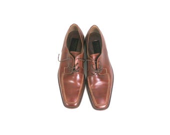 Vintage Hand Made in Italy Leather Oxfords: Men's Brown Dress Shoes, To BOOT NEW YORK Shoes Size 11