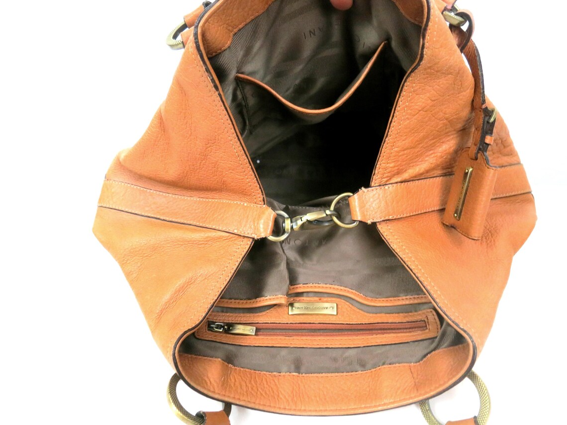 vintage Antonio Melani tan pebbled leather satchel handbag, foto 2 di 5