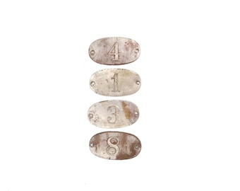 Vintage Metal Number Tag - Assemblage Craft Charm
