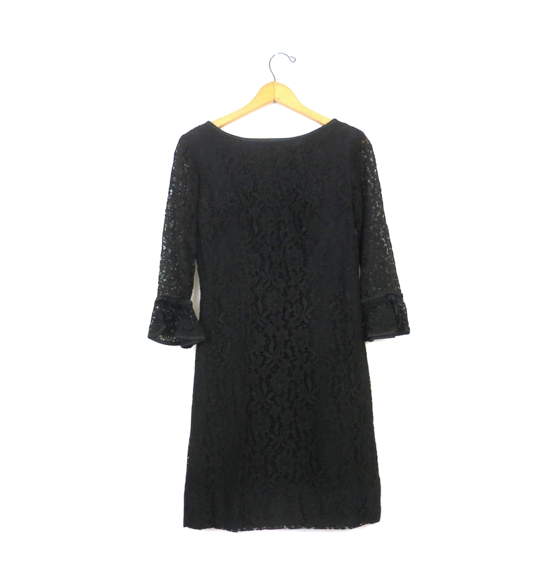 1950s Black Floral Lace Dress - Bourbon Street Originals - Women's Small