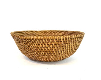 Rustic Basket Kitchen Decor Vintage Coil Basket Primitive Farmhouse Fruit Bowl Hand Made Decor