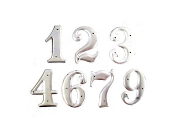 Vintage Number .. Silver Tin House Address Number .. Aluminum Number for Assemblage Craft Art