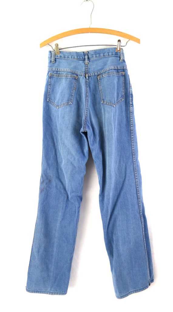 Vintage 1970s Blue Jeans Faded Denim Jeans Distre… - image 5