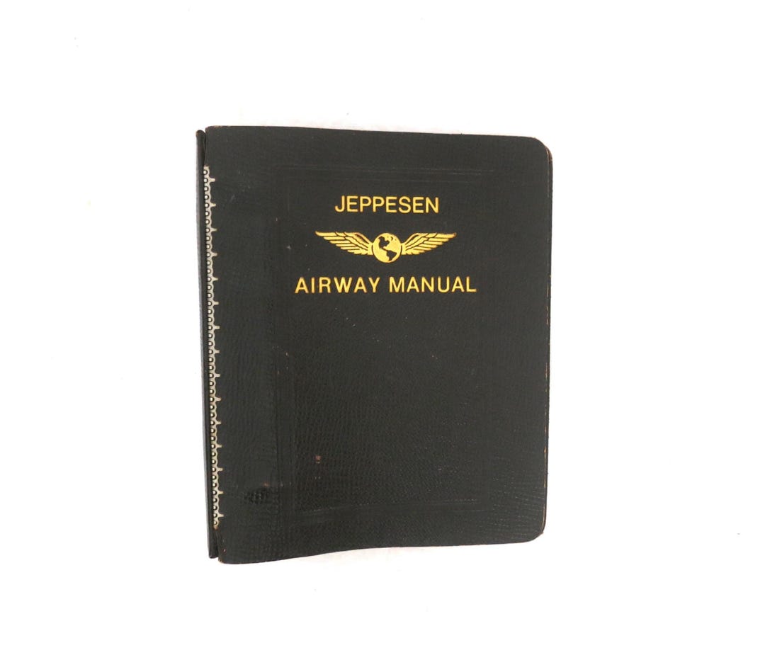 Vintage Leather Jeppesen Airway Manual 7 Ring Binder Office Supply