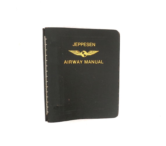 Vintage Leather Jeppesen Airway Manual 7 Ring Binder Office Supply