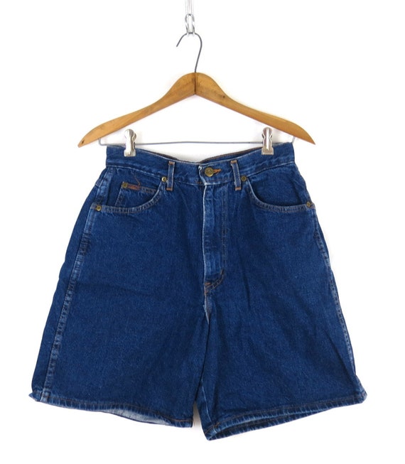 High Waist Jean Shorts Vintage 90s Dark Blue Deni… - image 2