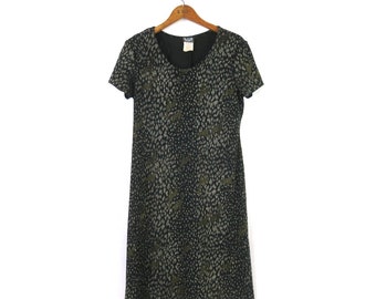 Black Giraffe Pattern Dress | Short 90s Black Novelty Dress | Women's Size 10