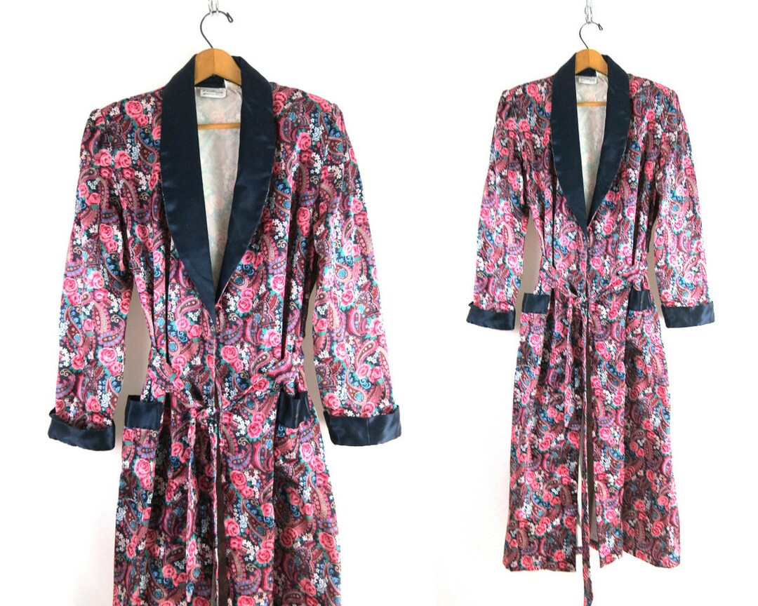 Paisley Dressing Robe Vintage Coverup Bedroom Gown 90s Bathrobe Women's Size Medium - Etsy