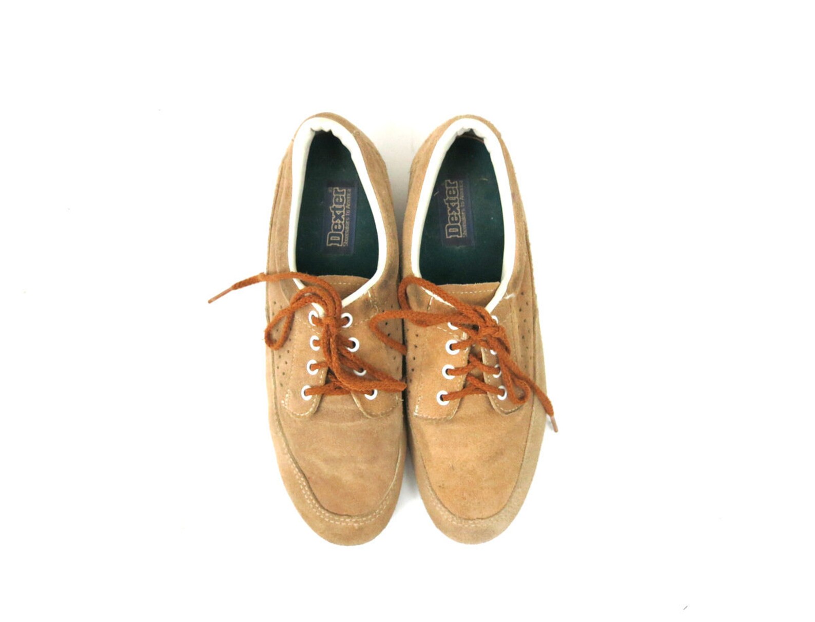 Vintage Dexter Bowling Shoes 70s 80s Tan Suede Leather Oxfords Etsy