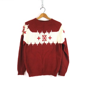 1970s Retro Ski Sweater Vintage 70s JC Penneys Pullover Sweater Size Small Medium