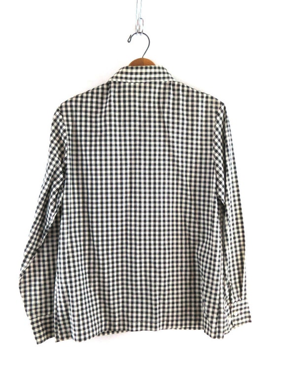 Camicia a quadri in bianco e nero Camicia a quadretti degli anni 60 Camicia con colletto a punta Camicia Rockabilly vintage moderna Taglia da donna Media Grande Etsy Italia