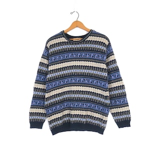 90s Blue & Purple Sweater |  Vintage Northern Reflections Sweater | Women&#39;s Size Small