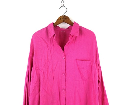 Bright Pink Shirt Dress | Long Minimal Dress | Vi… - image 3