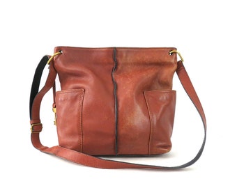 Brown Leather Fossil Purse Cross Body Shoulder Bag 00s Vintage Leather Satchel