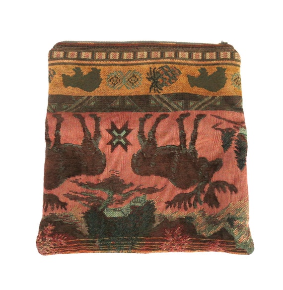 Bear Tapestry Clutch | Fold Over Corduroy Fabric … - image 4