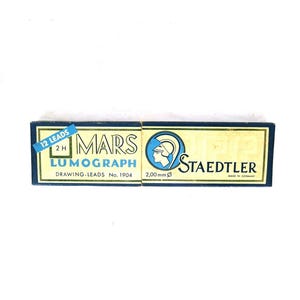 Vintage Staedtler Drawing Leads 2H, Vintage Mars Lumograph Drawing Leads No. 1904 Made in Germany