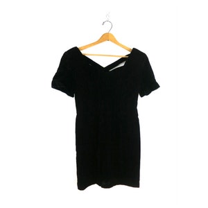 Black Velvet Mini Dress 1980s Prom Dress Vintage 80s Goth Dress Women&#39;s Size 4 P
