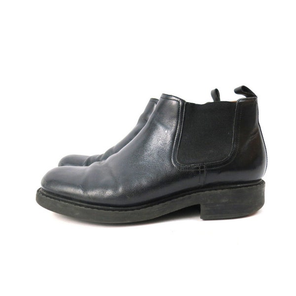 Vintage Black Ankle Boots Black leather Nunn Bush boots pull on Beatle Boots Men's Size 9.5