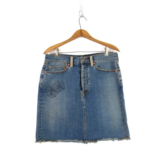 Vintage Levi's Jean Skirt | 00s Button Fly Mini J… - image 1