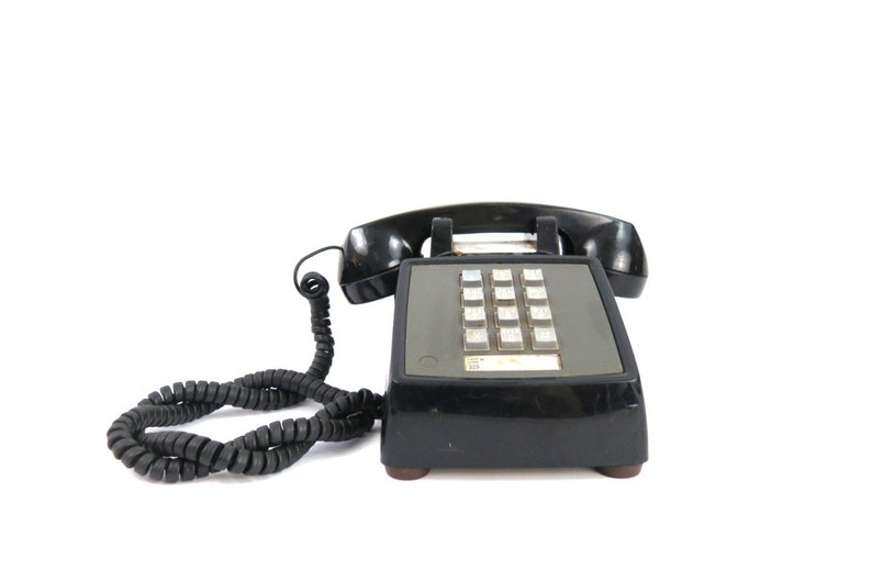 Black Push Button Dial Desk Phone Office Telephone Vintage Etsy