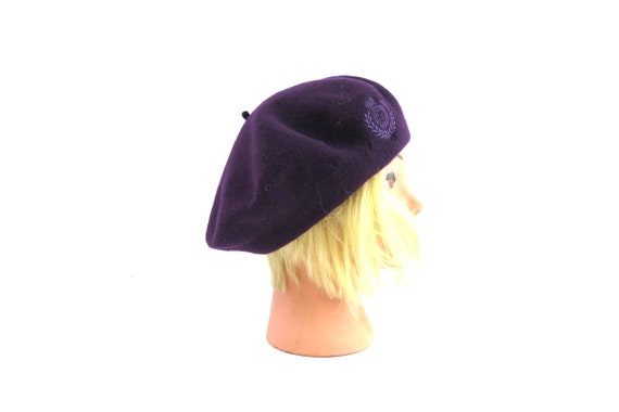 Purple Wool Beret Modern Circle Wool Hat 80s Pari… - image 9