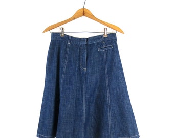 LL Bean Denim Skirt | Vintage 00s Dark Blue Jean Skirt | LL Bean A-Line Skirt | Women's Size 10 P