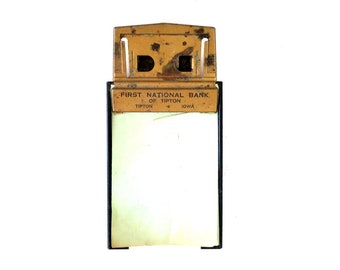 vintage reclameklembord | Tipton Iowa National Bank Paper Notes klembord muurophanging | Bureau Industrieel Display