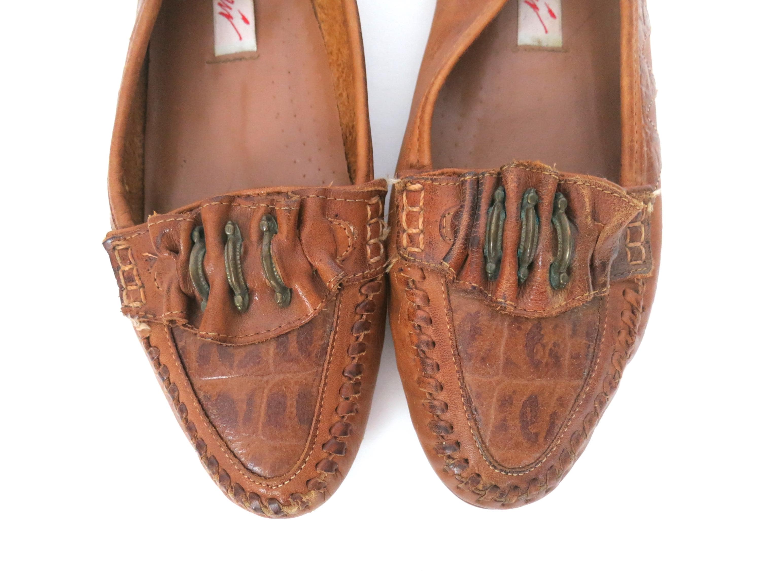 Vintage 90s Brown Leather Slip on Loafers - Women's Size 7 - Etsy