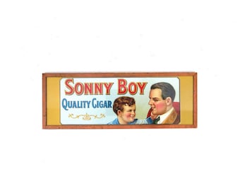 Small Vintage Sonny Boy Cigar Paper Label under Glass Wall Hanging