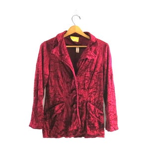 2 Piece Crushed Velvet Set Vintage Because of Miss Sherwood Skirt & Jacket Outfit Boho Rose Red Velvet Maxi Skirt Women&#39;s Size Small Medium
