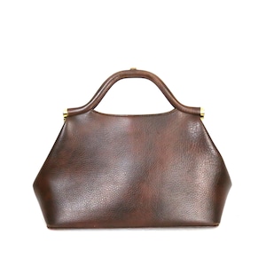 Bolso de mano vintage para mujer, de color marrón, con cierre, estilo abuela, grande, con forro de cachemira