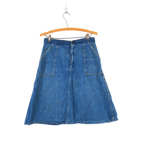 1970s Aline Jean Skirt Vintage High Waist Denim S… - image 1